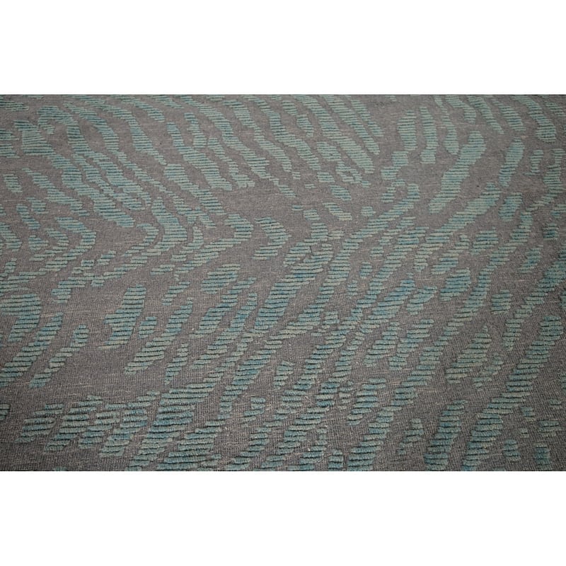 All-Over Abstract Moroccan Area Rug Hand-Knotted Wool Carpet - 9'9"x 12'4"