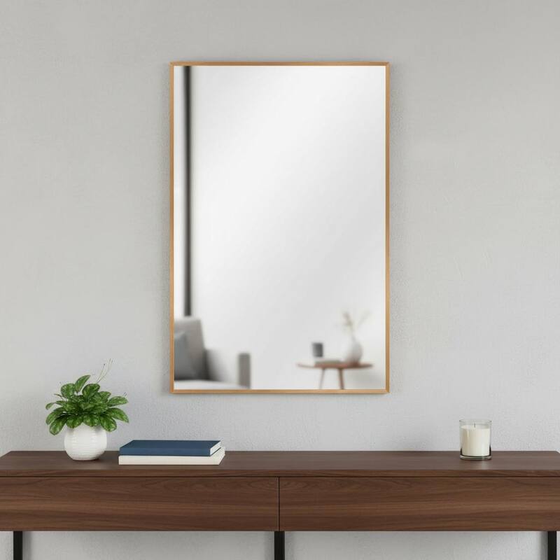 HomeRoots 36" Gold Aluminum Framed Accent Mirror - 23.97 in. x 35.76 in. x 0.59 in. - 23.97 in. x 35.76 in.  x 0.59 in.