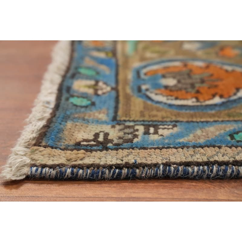 Hand Knotted Oriental 100% Wool Carpet Traditional Floral Green Tabriz Area Rug - 11' 1'' X 8' 2''