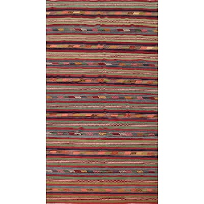 Hand Woven Oriental 100% Wool Carpet Southwestern Tribal Multi-Colored Kilim Area Rug - 10' 1'' X 5' 8''