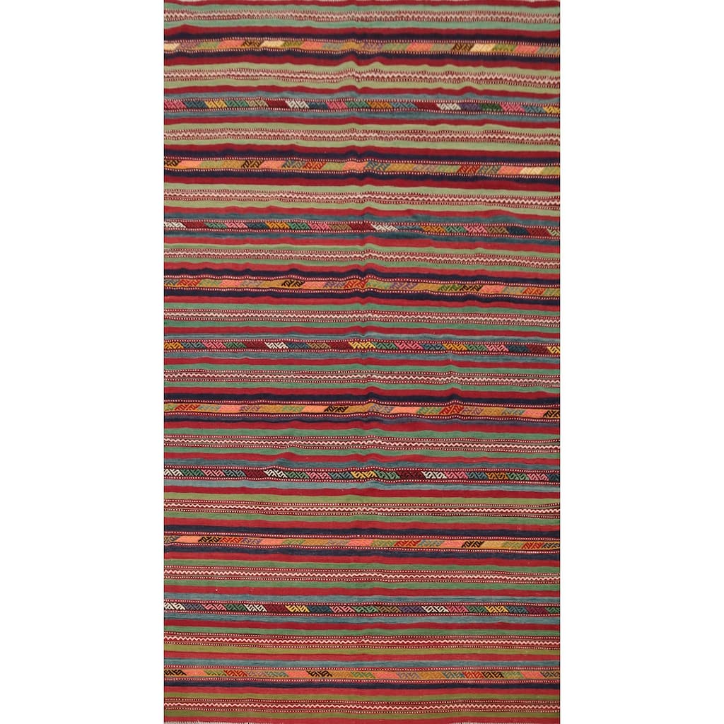 Hand Woven Oriental 100% Wool Carpet Southwestern Tribal Multi-Colored Kilim Area Rug - 10' 1'' X 5' 8''