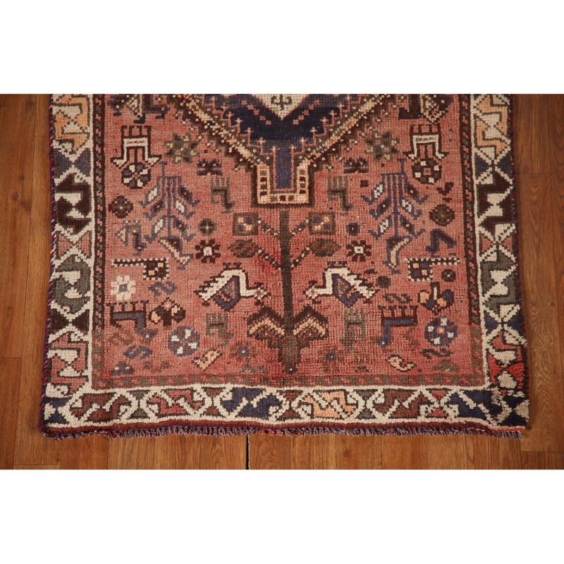 Tribal Qashqai Persian Vintage Rug Hand-knotted Wool Carpet - 2'11"x 4'7"