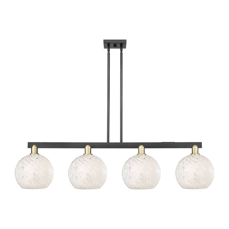 Innovations Lighting Endless Possibilities Arcadia - White Mouchette - 4 Light 53" Stem Hung Island Light - Black Antique Brass