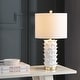 preview thumbnail 1 of 5, SAFAVIEH Lighting 25-inch Nico White/ Gold LED Table Lamp (Set of 2) - 13"x13"x25"