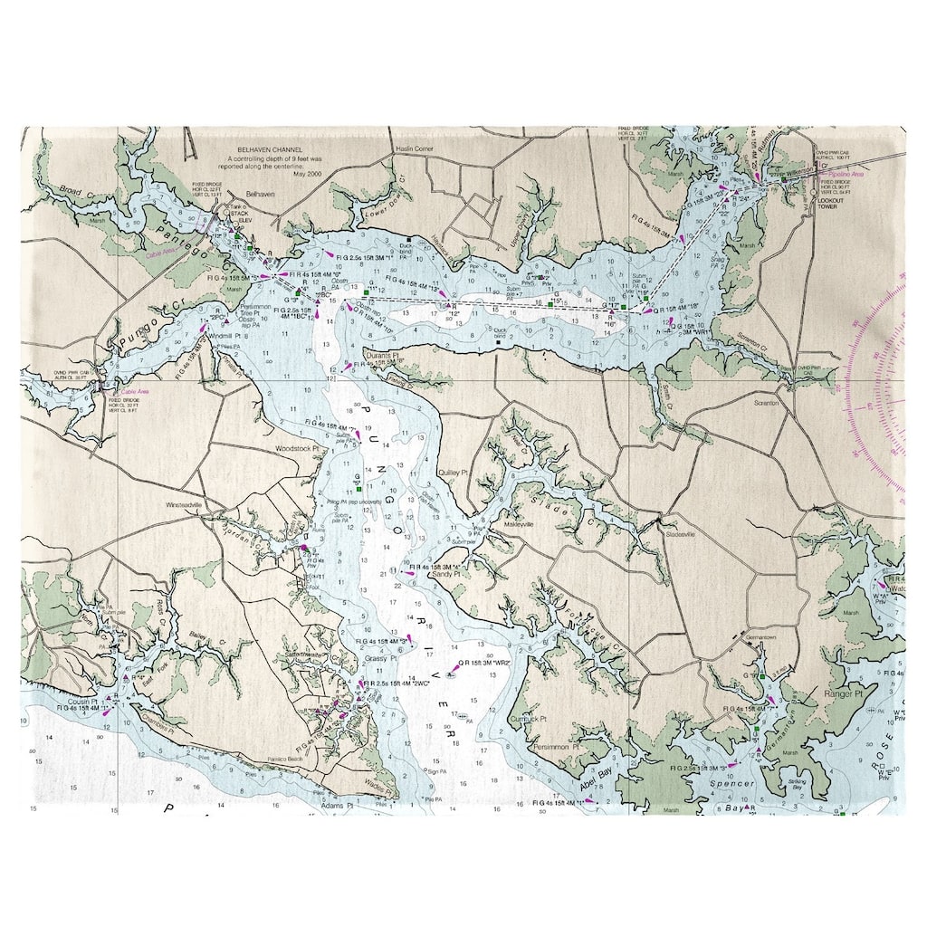 Pungo River, NC Nautical Map Place Mat Set of 4