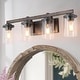 preview thumbnail 1 of 21, Fora Modern Farmhouse 4-Light Glass Bathroom Vanity Lights Rustic Metal Wall Sconces