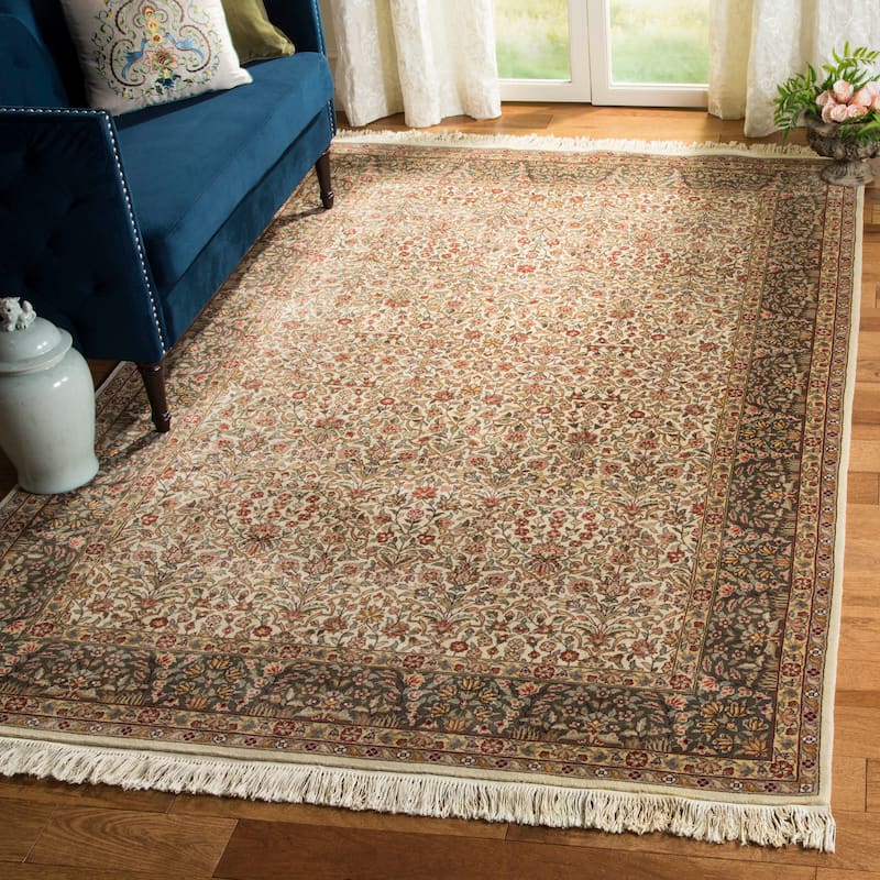 SAFAVIEH Royal Kerman Hand-Knotted Tennessee Traditional Wool Rug - 6' x 9' - Ivory/Light Green