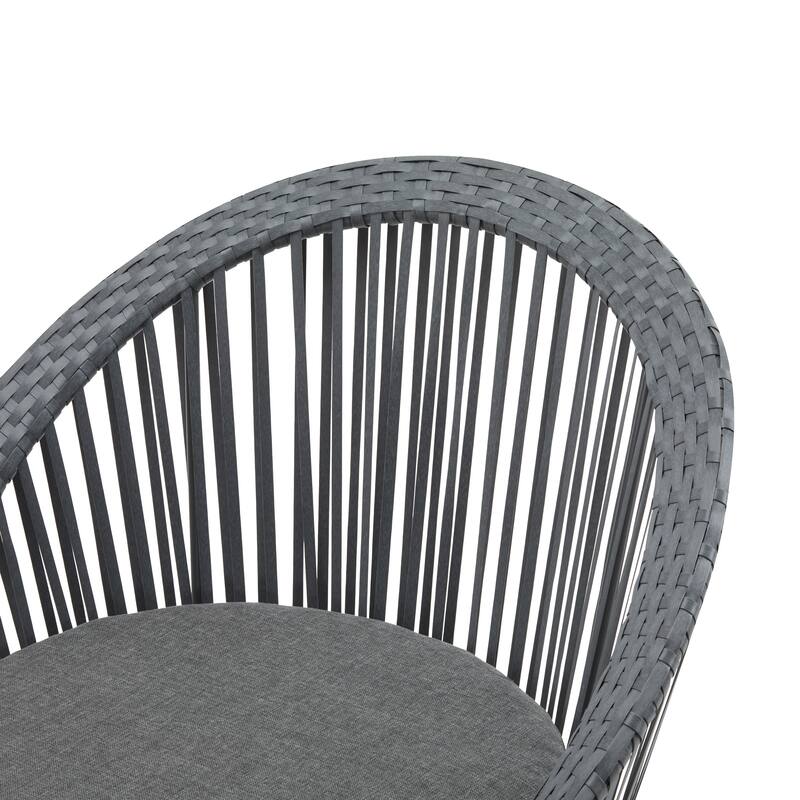 26.7" Modern Gray Swivel Wicker Chair Rattan Iron Frame Round Design Living Room