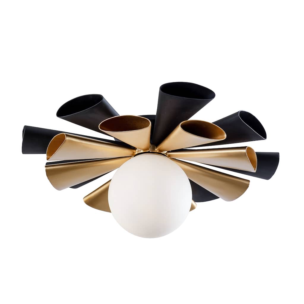Varaluz Daphne 1-Light Convertible Flush Mount/Sconce - Matte Black/French Gold