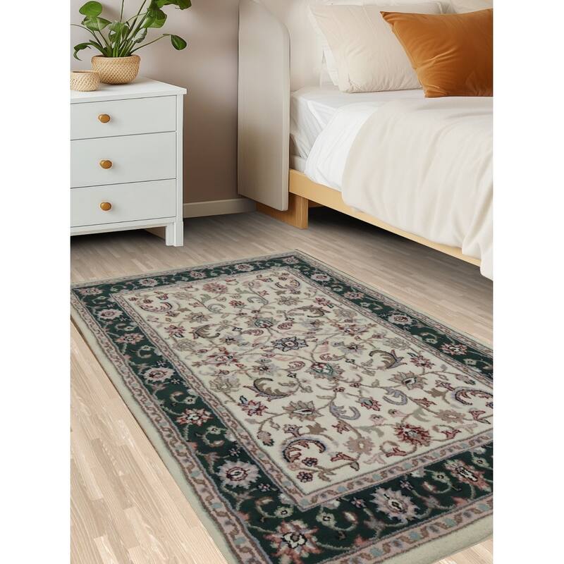 Hand Knotted Oriental 100% Wool Carpet Traditional All-Over Beige & Ivories Kashan Area Rug - 5' 1'' X 3' 0''