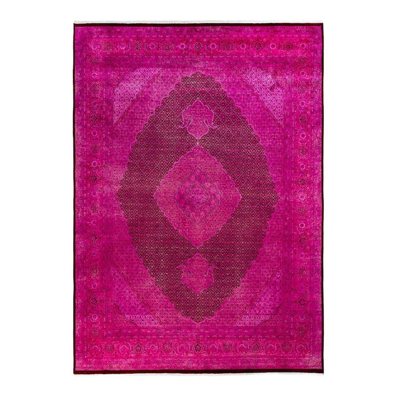 Fine Vibrance One-of-a-Kind Hand-Knotted Area Rug - Pink, 9' 0" x 12' 8" - 9' 0" x 12' 8"