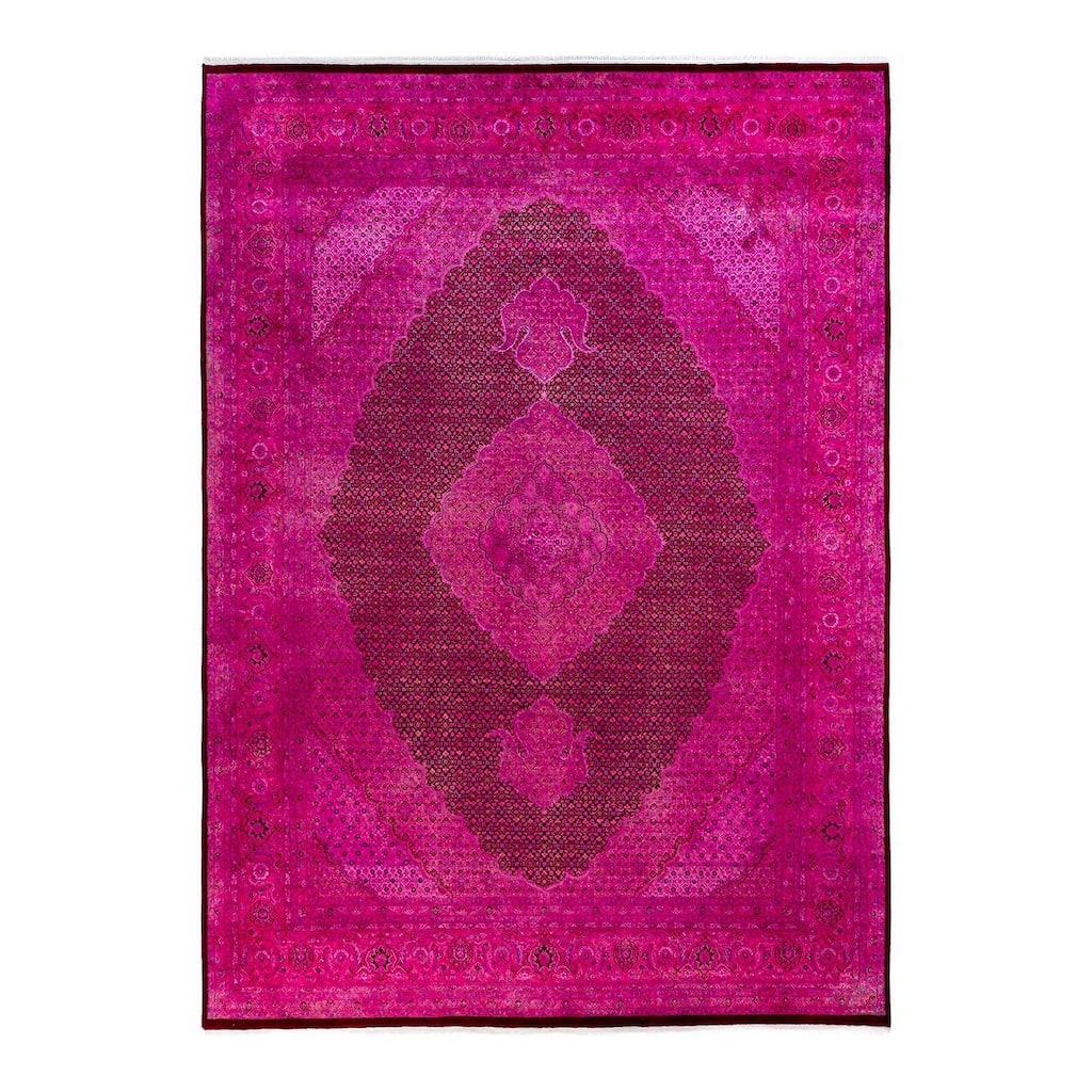 Fine Vibrance One-of-a-Kind Hand-Knotted Area Rug - Pink, 9' 0" x 12' 8" - 9' 0" x 12' 8"