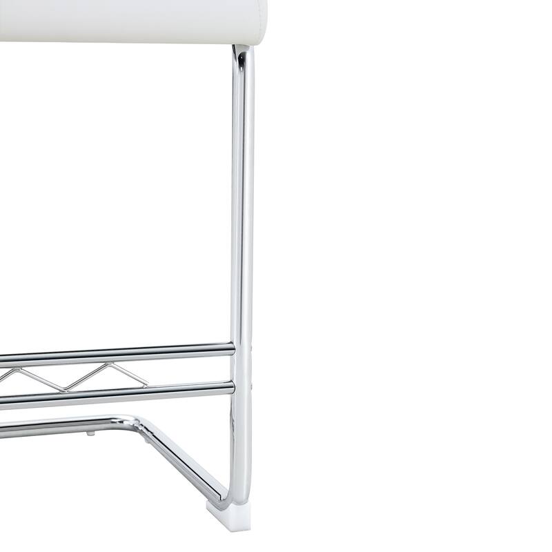 Natural Rattan & Solid Wood Bar Stool Set of 4 - 25" Medieval Modern Style with PU Seat & Chrome Legs