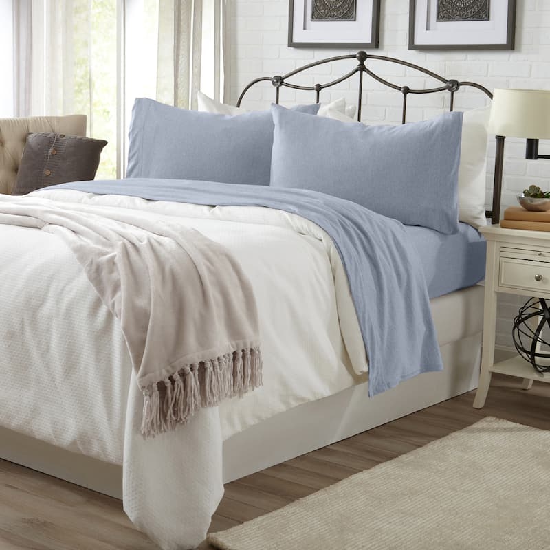 Linery & Co. Heathered Melange Cotton Jersey Knit Sheet Set