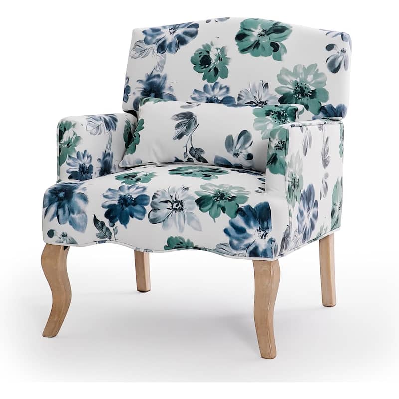 EROMMY Floral Accent Chair for Living Room, Upholstered Wingback Armchair with Pillow.