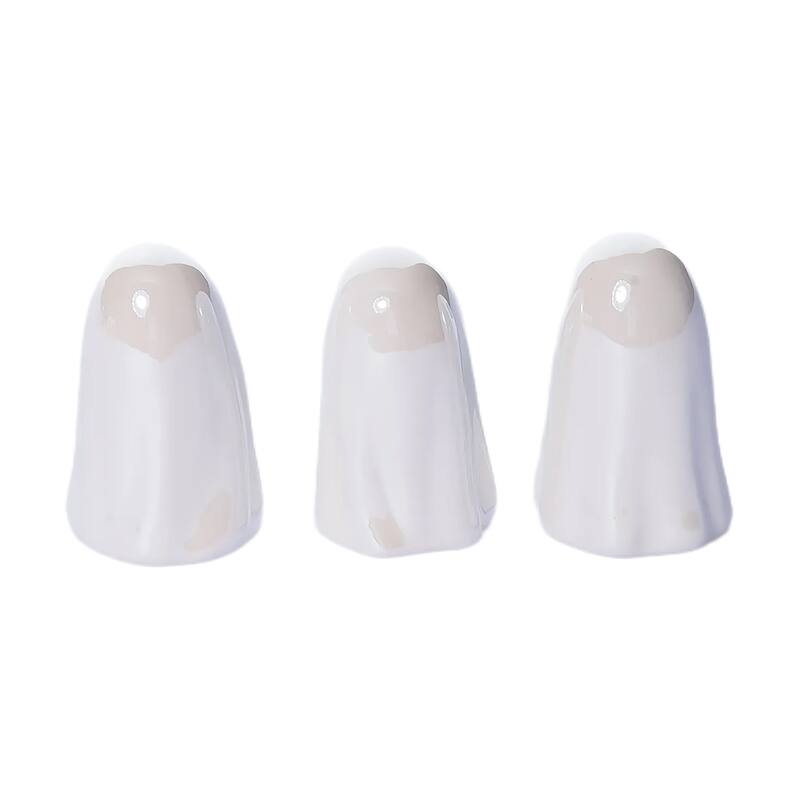 Transpac Dolomite 7.75 in. White Halloween Pearlescent Ghost Figurine In Display Set of 12