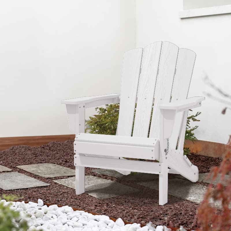 Plastic Folding Outdoor Patio Adirondack Chair With Slat Seat
