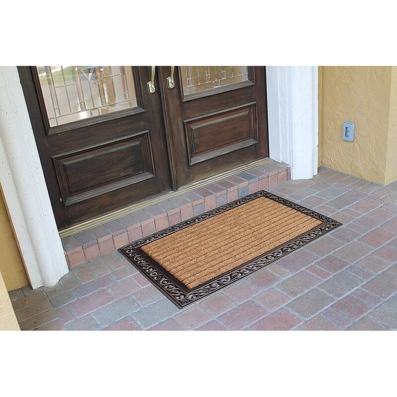 Rubber And Coir Molded Handfinished Large Double Door Mat 30"X48" On