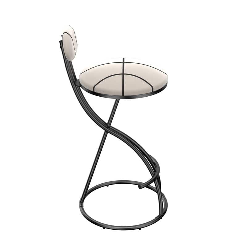 Round Bar Stools S-shaped Stripe Kitchen Stool Set of 2 Modern Velvet Upholstered Counter Chair for Dining Room