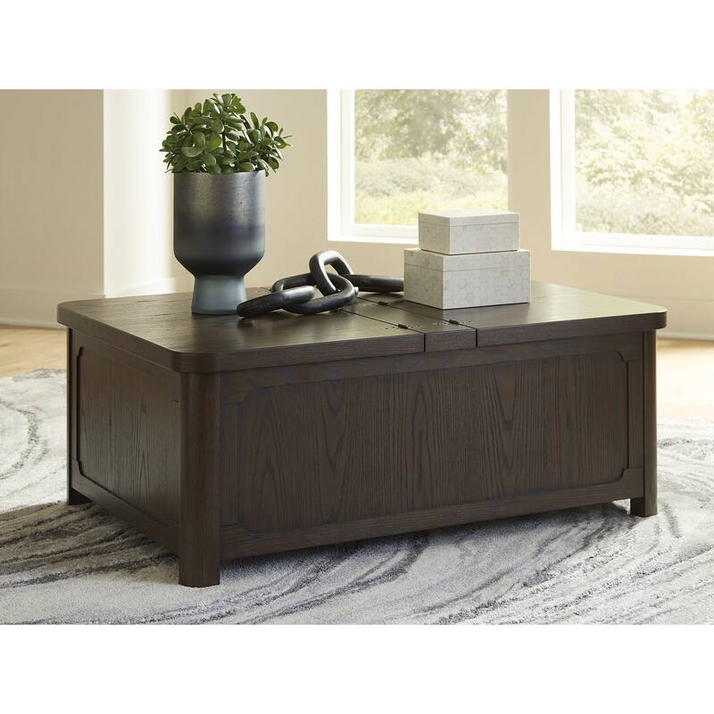 Signature Design by Ashley Breckington Dark Brown Coffee Table With Storage - 46" W x 32" D x 18" H