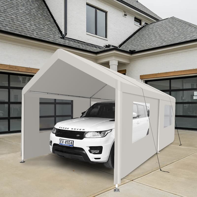 10×30FT Heavy Duty Portable Carport Garage Tent with Window - White