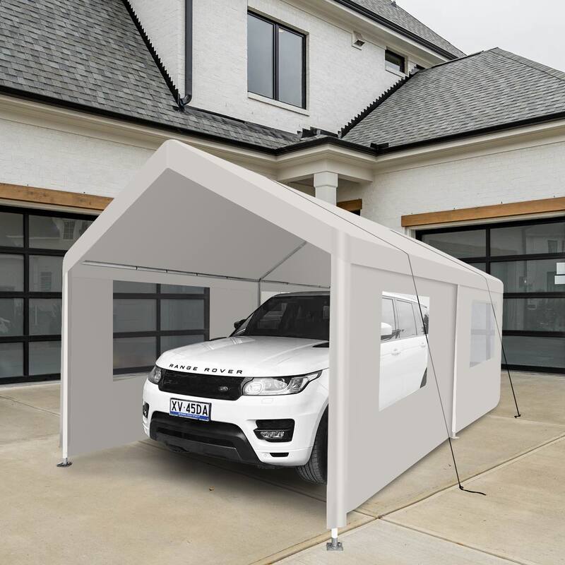 Heavy Duty 10'×20' Portable Carport Garage Tent for Outdoor Storage Shelter - White