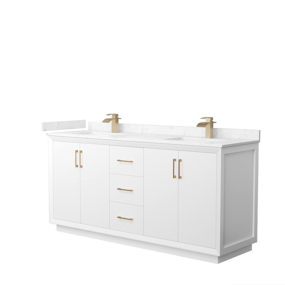 Strada 72-Inch Double Vanity Set, Cultured Marble Top