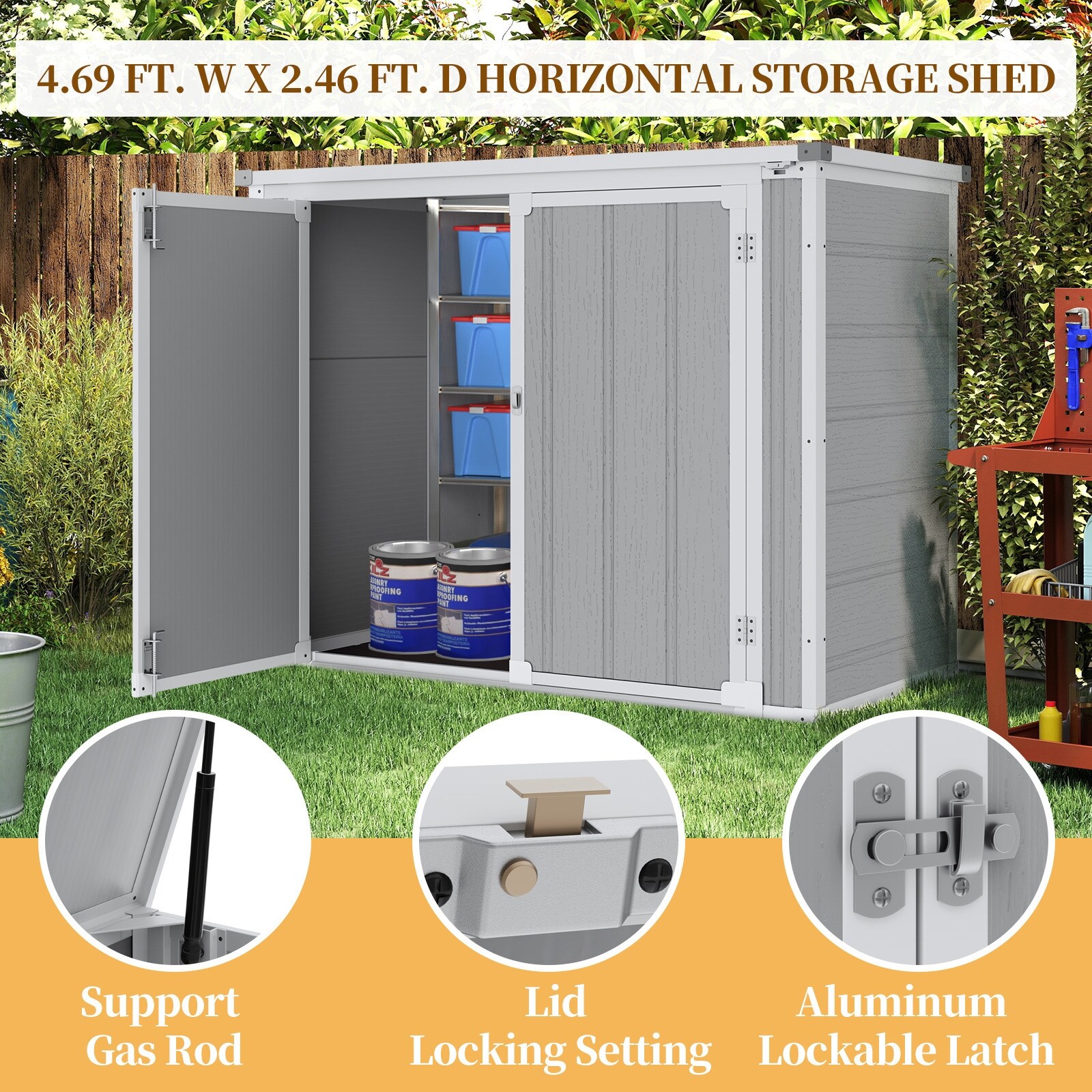 4.69 ft. W x 2.46 ft. D Plastic Storage Shed Outdoor Storage