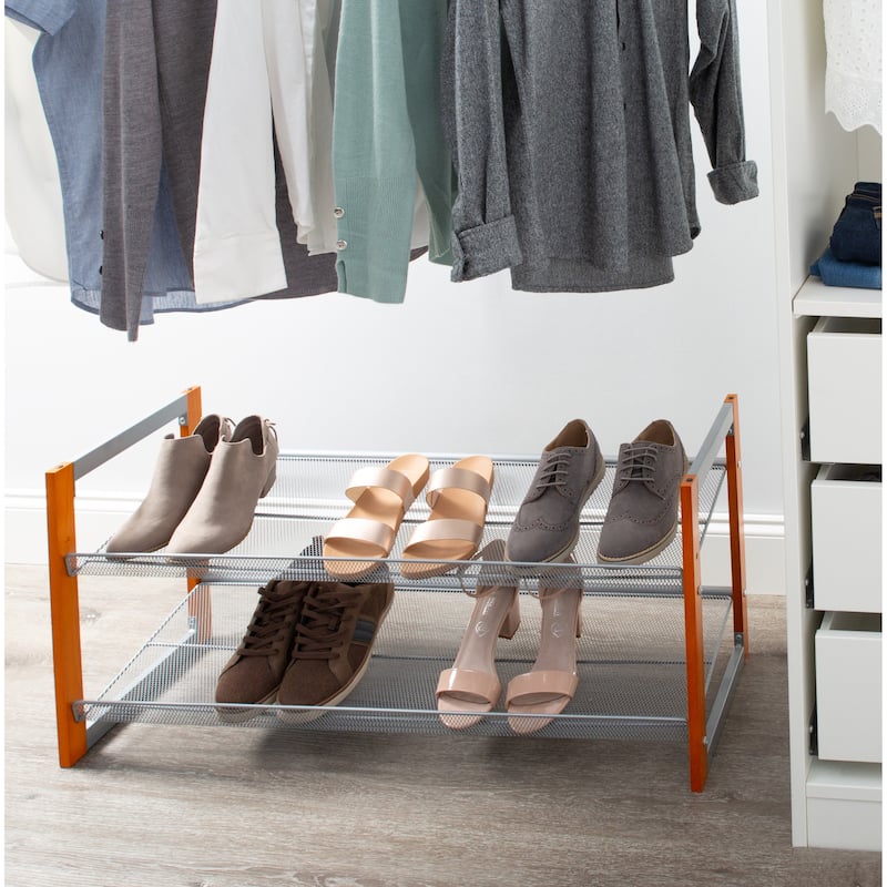 Organize It All Wooden Stackable Shoe Rack - 35.25"x12.75"x33.46"