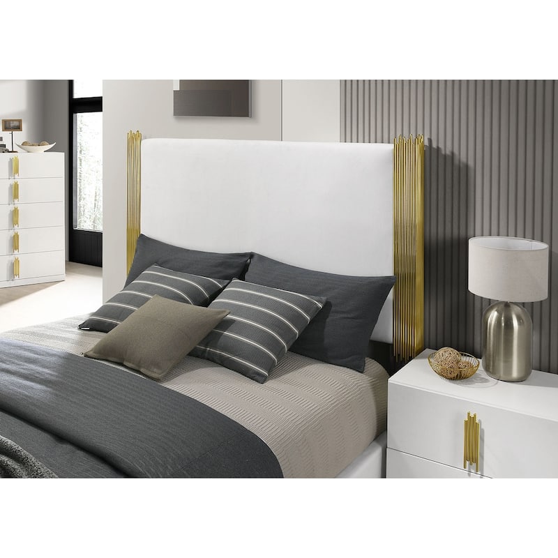 Modern Style White Finish Upholstered 1-pc Bed