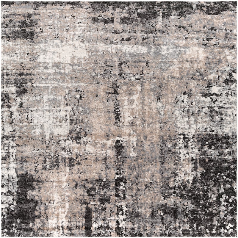 Artistic Weavers Areni Modern Abstract Plush Area Rug - 7'10" Square - Tan/Grey