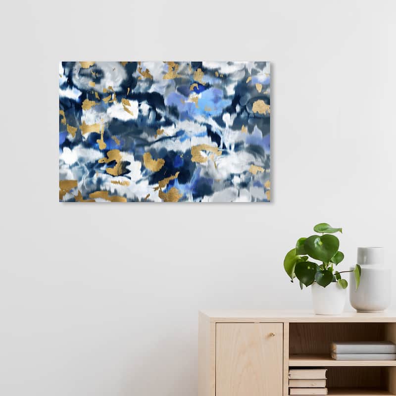 Wynwood Studio Abstract Blancanada Blue and Metallic Gold Modern & Contemporary Wall Art Canvas Print - 20 x 30
