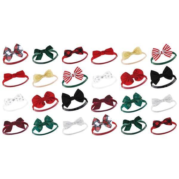 slide 1 of 1, Hudson Baby Infant Girl Cotton and Synthetic Headbands Bundle Set, 12 Days Of Christmas Plaid, 0-24 Months 12 Days Of Christmas Plaid - 0-24 Months
