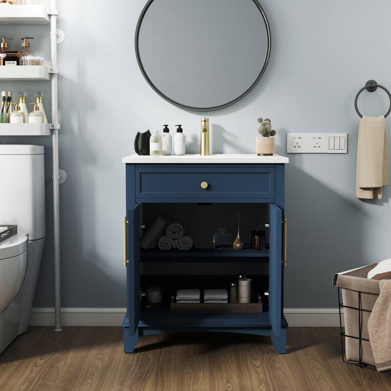 28" Freestanding Bathroom Vanity Cabinet with Sink
