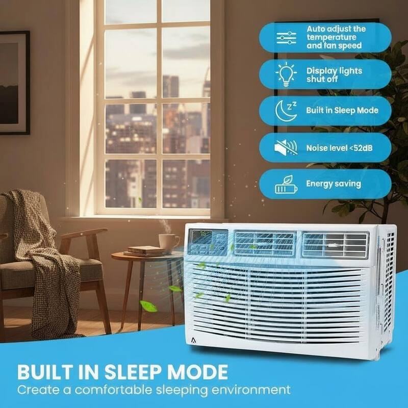 8000 BTU Window Air Conditioner, Fast Cooling to 350 Sq.Ft.，WiFi & Remote