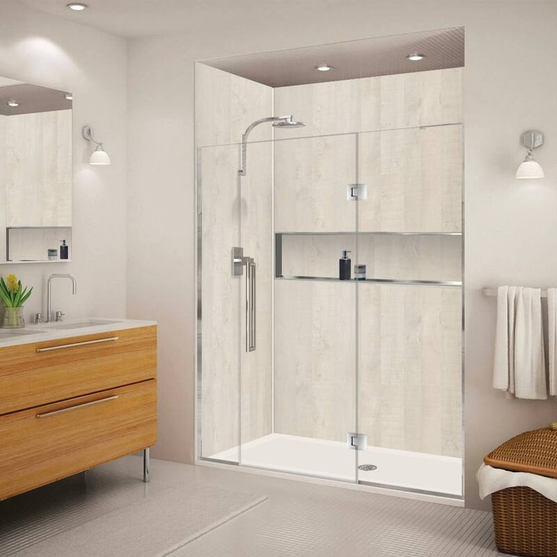 Transolid EHTF64287610C-T Elizabeth 76" High x 64" Wide Hinged Semi - Polished Chrome