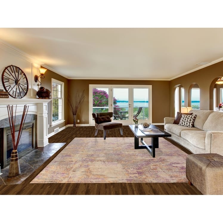 Modern Abstract Indian Area Rug Handmade Multi-Color Wool Carpet - 8'11"x 11'9"