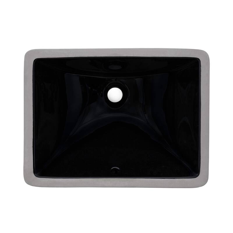 Ruvati 18 x 12-3/4 inch Undermount Bathroom Sink Black Porcelain Ceramic with Overflow - RVB0720BK
