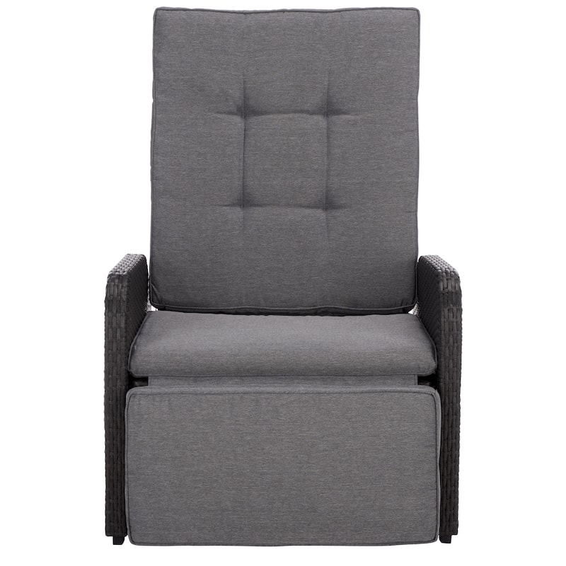 SAFAVIEH Outdoor Living Millman Recliner Chair - 28"W x 69"D x 41"H - Black/Grey