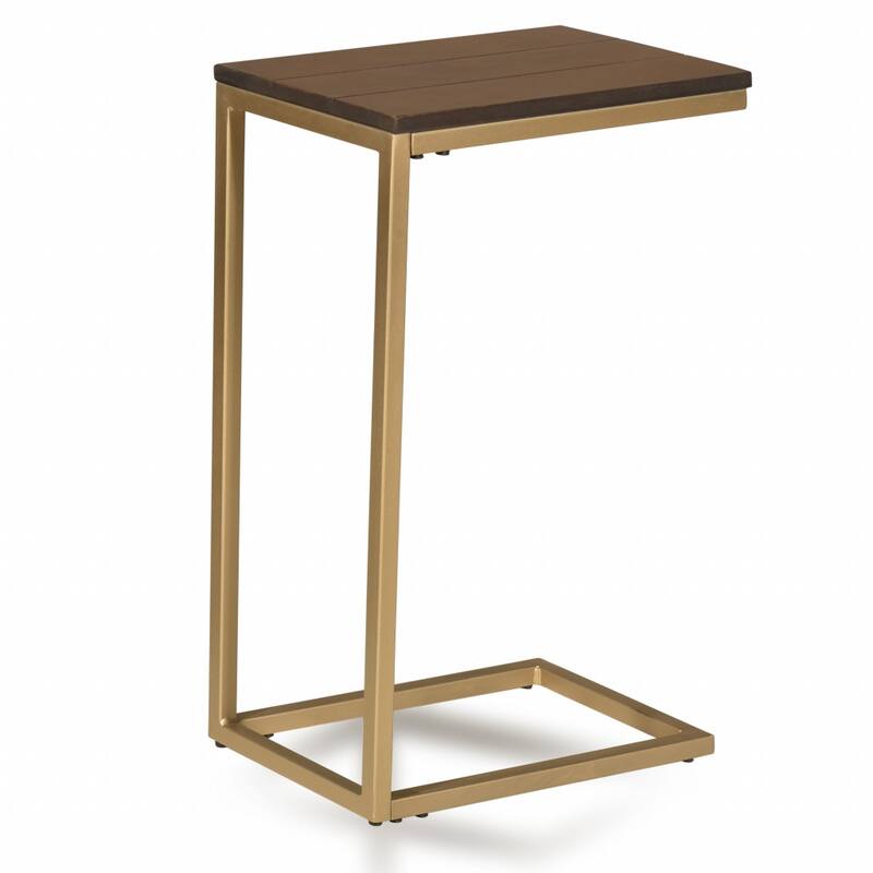 HomeRoots 25" Dark Brown Solid Wood And Steel Frame End Table