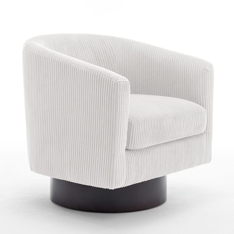 Modern 360° Swivel Corduroy Barrel Chair, Accent Armchair For Living Room