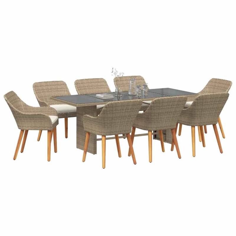 vidaXL Garden Dining 7/9 pcs poly rattan - 74.8 x 31.5 x 29.1