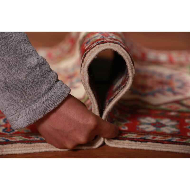 Ivory Kazak Oriental Foyer Rug Handmade Wool Carpet - 2'0"x 3'0"