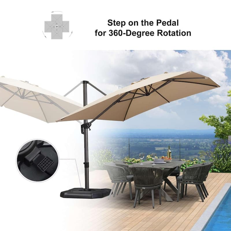 PURPLE LEAF 9 x 11.5 ft 360 Degree Rotation Patio Cantilever Umbrella