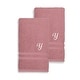 preview thumbnail 24 of 27, Authentic Hotel and Spa Omni Turkish Cotton Terry Set of 2 Tea Rose Hand Towels with White Script Monogrammed Initial Pink/Y