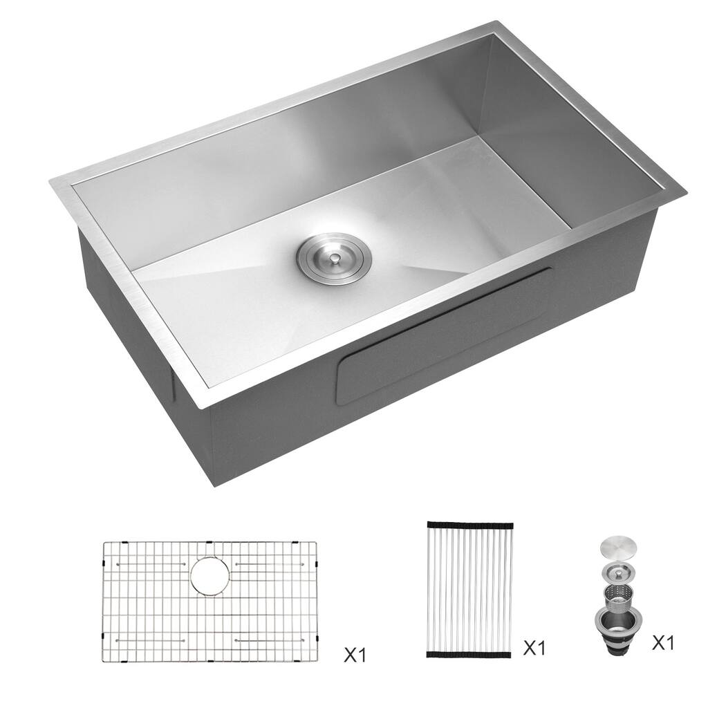 32" W x 19" D Stainless Steel Single Bowl Kitchen Sink - 32" x 19"