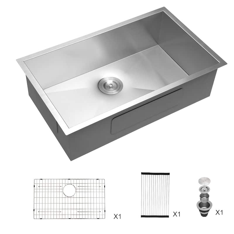 33" W x 19" D Stainless Steel Single Bowl Kitchen Sink - 33" x 19"
