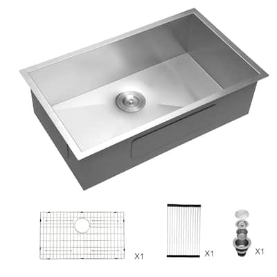 33" W x 19" D Stainless Steel Single Bowl Kitchen Sink - 33" x 19"