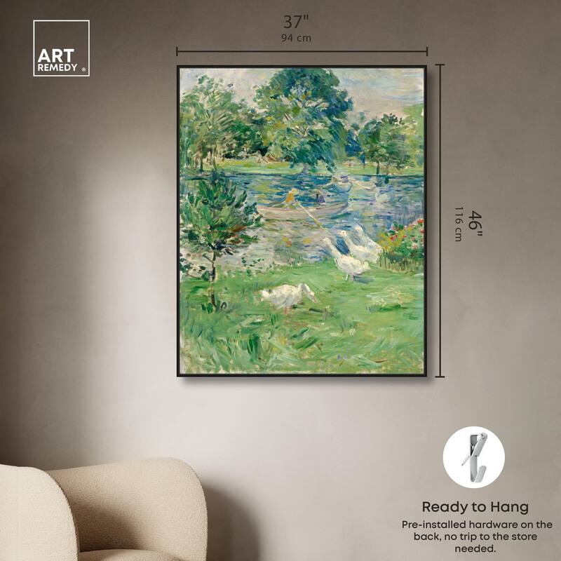 Morisot Girl in Boat with Geese Canvas by Art Remedy