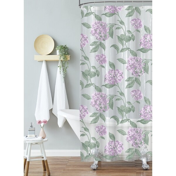 Laura Ashley Lavender Hydrangea 70x72 PEVA Shower Curtain - Bed